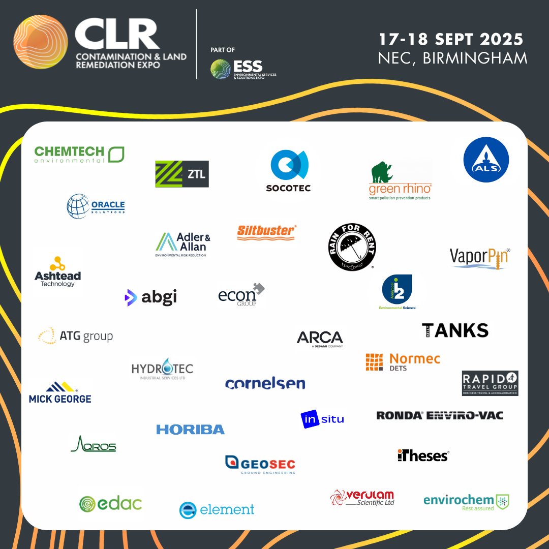 Check out the industry leaders that are set to showcase their cutting-edge solutions at Contamination &amp; Land Remediation Expo 2025!
 
Find out more: hubs.la/Q0398zd20
Claim your stand now, get in touch:hubs.la/Q0399nBR0
 
#CLR25 #ESS25 #LandRemediation #Sustainability
