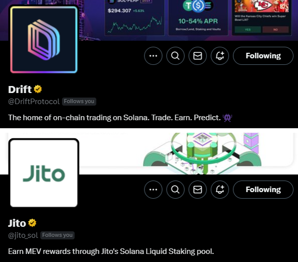 PandaAsiaStreet's tweet image. Drift and Jito, the OGs of Solana are following me, the degen. They know what&apos;s up.

$DRIFT #JitoSOL
