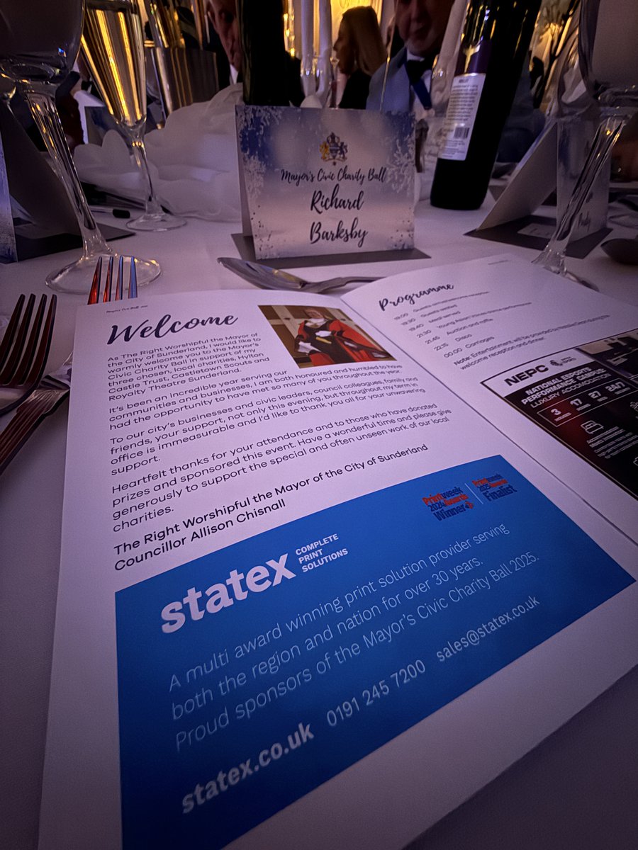We were delighted to support the Mayor's Civic Charity Ball. 

An amazing £12,381 was raised for three FAB local charities:

Castletown Scouts, Hylton Castle Trust, Royalty Theatre Sunderland.

Well done to everyone involved!
#sunderland #council #mayor #roker #hotel #charity