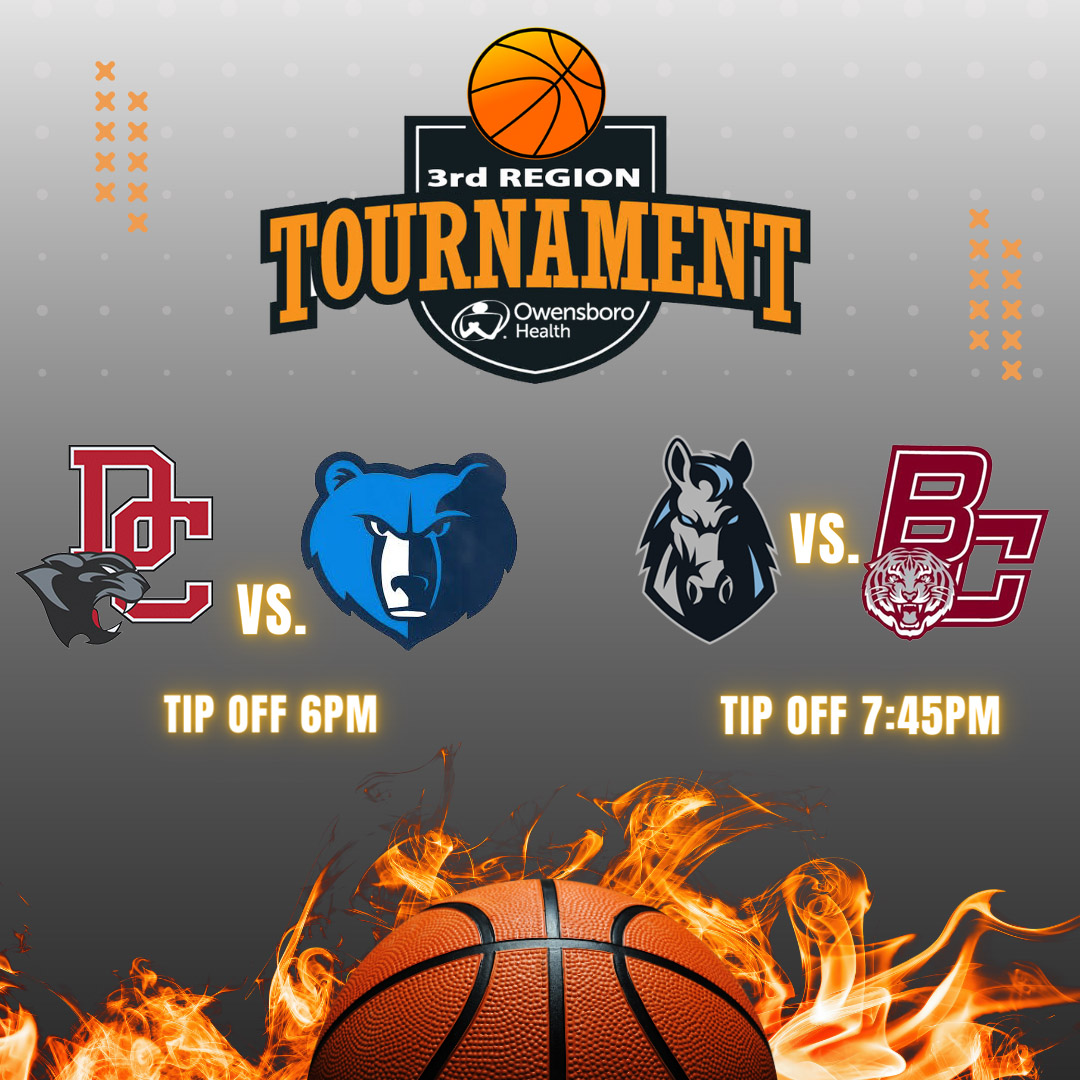 Owensboro Sportscenter (@oborosportctr) on Twitter photo π The Boys first round of the 3rd Region Tournament presented by <a href="/OwensboroHealth/">Owensboro Health</a> gets underway tonight at the <a href="/OboroSportCtr/">Owensboro Sportscenter</a>
6PM <a href="/DaviessCoBball/">DCHS Boys Basketball</a> vs.<a href="/BCHS_Bears/">Butler Co. HS</a>
7:45PM <a href="/mcmustanghoops/">Mustang Basketball</a> vs. <a href="/BRECKBASKETBALL/">BRECK CO. BASKETBALL</a>
π Buy your tickets in advance at OwensboroTickets.com! $10 Admission π The Boys first round of the 3rd Region Tournament presented by <a href="/OwensboroHealth/">Owensboro Health</a> gets underway tonight at the <a href="/OboroSportCtr/">Owensboro Sportscenter</a>
6PM <a href="/DaviessCoBball/">DCHS Boys Basketball</a> vs.<a href="/BCHS_Bears/">Butler Co. HS</a>
7:45PM <a href="/mcmustanghoops/">Mustang Basketball</a> vs. <a href="/BRECKBASKETBALL/">BRECK CO. BASKETBALL</a>
π Buy your tickets in advance at OwensboroTickets.com! $10 Admission