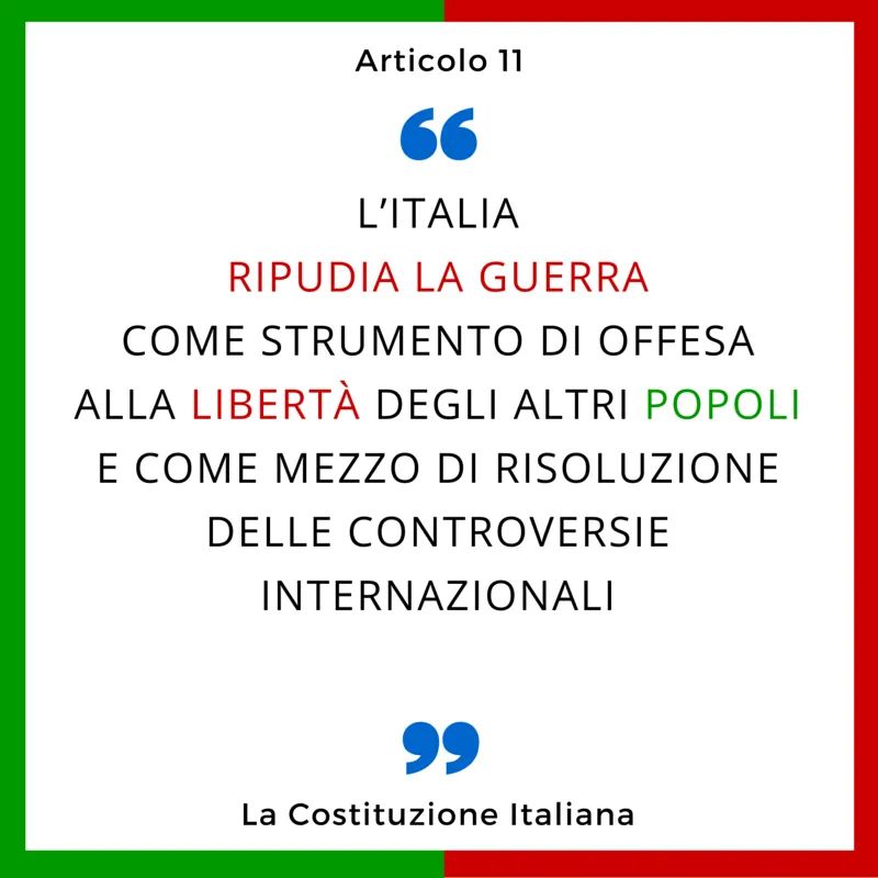 GLGiuseppeLopez's tweet photo. 🇮🇹 𝗟'𝗜𝗧𝗔𝗟𝗜𝗔 𝗥𝗜𝗣𝗨𝗗𝗜𝗔 𝗟𝗔 𝗚𝗨𝗘𝗥𝗥𝗔 🇮🇹

#ItaliaPace #RipudioLaGuerra #Costituzione #Europa #PaceSempre #Pace  #Constituzione #StopAllaGuerra #EuropePace #Italia https://t.co/dgmkORFAmn