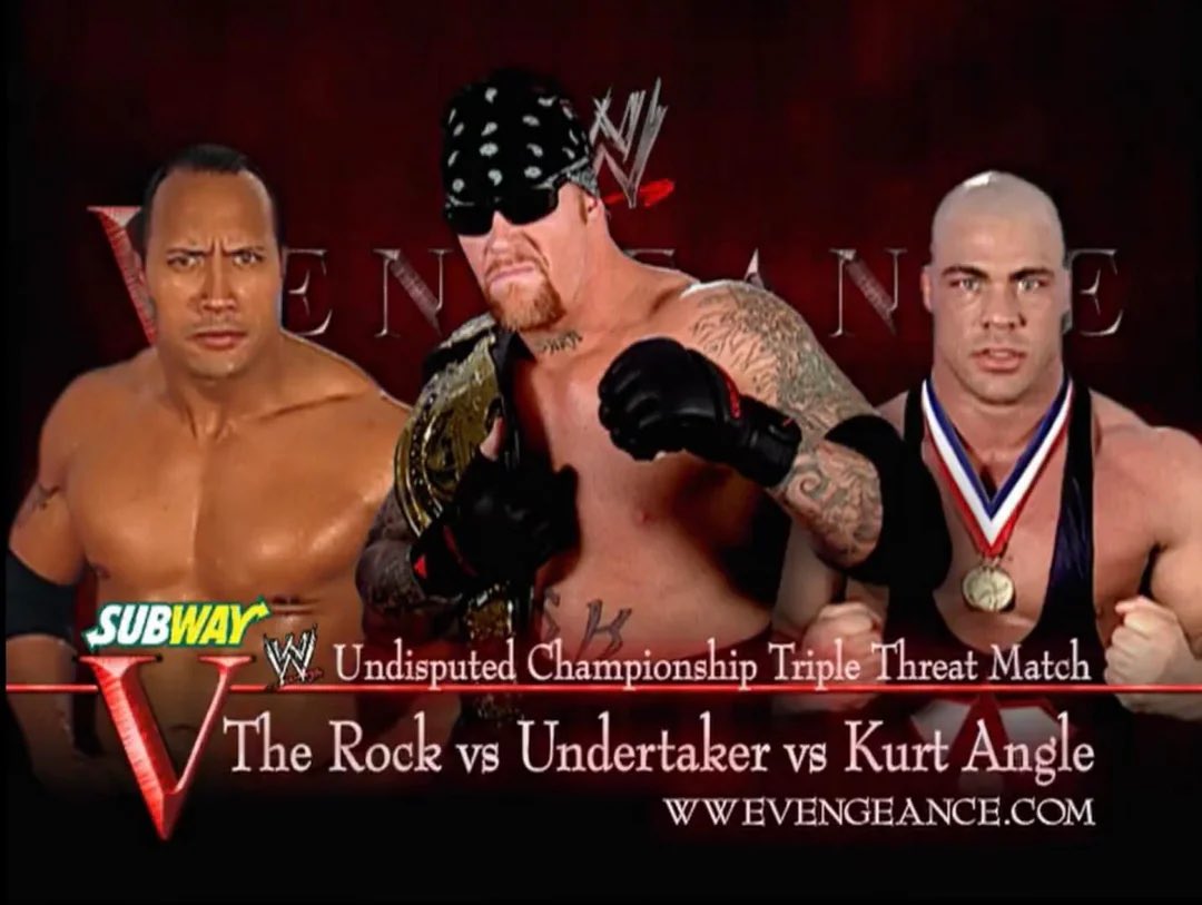 Shone Cold (@shonecold) on Twitter photo ๐คจ #WinnerStaysOn ๐คจ
The #WSO Champ <a href="/TheRock/">Dwayne Johnson</a> defeats Mankind in a brutal I Quit Match ๐ค๐ฉธ
Next up, The Final Boss takes on <a href="/RealKurtAngle/">Kurt Angle</a> & <a href="/undertaker/">Undertaker</a> in a Triple Threat Match at Vengeance 2002 for the Undisputed Title ๐คจ #WinnerStaysOn ๐คจ
The #WSO Champ <a href="/TheRock/">Dwayne Johnson</a> defeats Mankind in a brutal I Quit Match ๐ค๐ฉธ
Next up, The Final Boss takes on <a href="/RealKurtAngle/">Kurt Angle</a> & <a href="/undertaker/">Undertaker</a> in a Triple Threat Match at Vengeance 2002 for the Undisputed Title