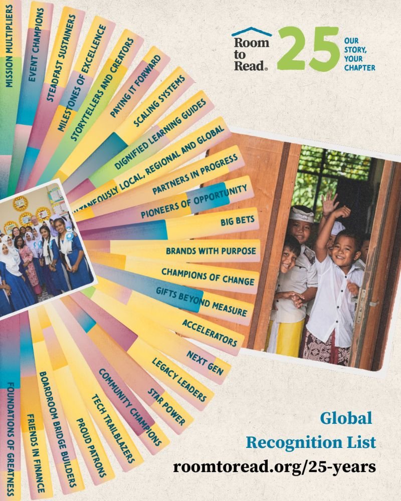 ⭐ We benefit more children, more quickly, in partnership with others. ⭐
 
As Room to Read celebrates our 25th anniversary, 50+ MILLION children benefited and $1 BILLION invested in global education, we proudly reflect on the remarkable journey that brought us to this milestone.