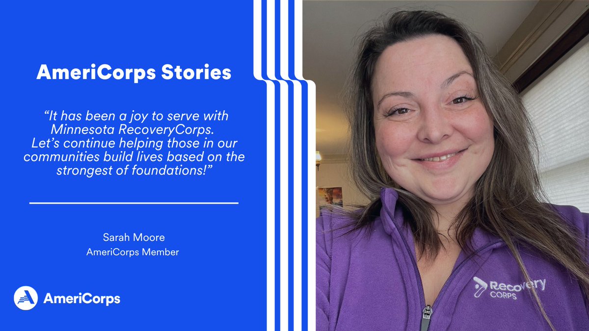 AmeriCorps (@americorps) on Twitter photo .<a href="/AmeriCorps/">AmeriCorps</a> member Sarah believes in building healthy futures in her community. Find out how she helped people with substance use disorder find treatment options, housing, and employment opportunities through her service with RecoveryCorps: Bit.ly/Story_Sarah .<a href="/AmeriCorps/">AmeriCorps</a> member Sarah believes in building healthy futures in her community. Find out how she helped people with substance use disorder find treatment options, housing, and employment opportunities through her service with RecoveryCorps: Bit.ly/Story_Sarah