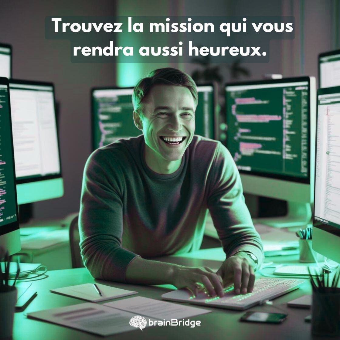BrainBridge_IT's tweet photo. 💻 Épanouissez-vous avec Brain Bridge ! 🌟

Ce #développeur qui sourit devant son écran, c’est peut-être vous demain, travaillant sur une mission passionnante pour une entreprise de premier plan.

Avec notre plateforme, accédez à des #missions #IT variées et de qualité. https://t.co/UzWtkzrZgT
