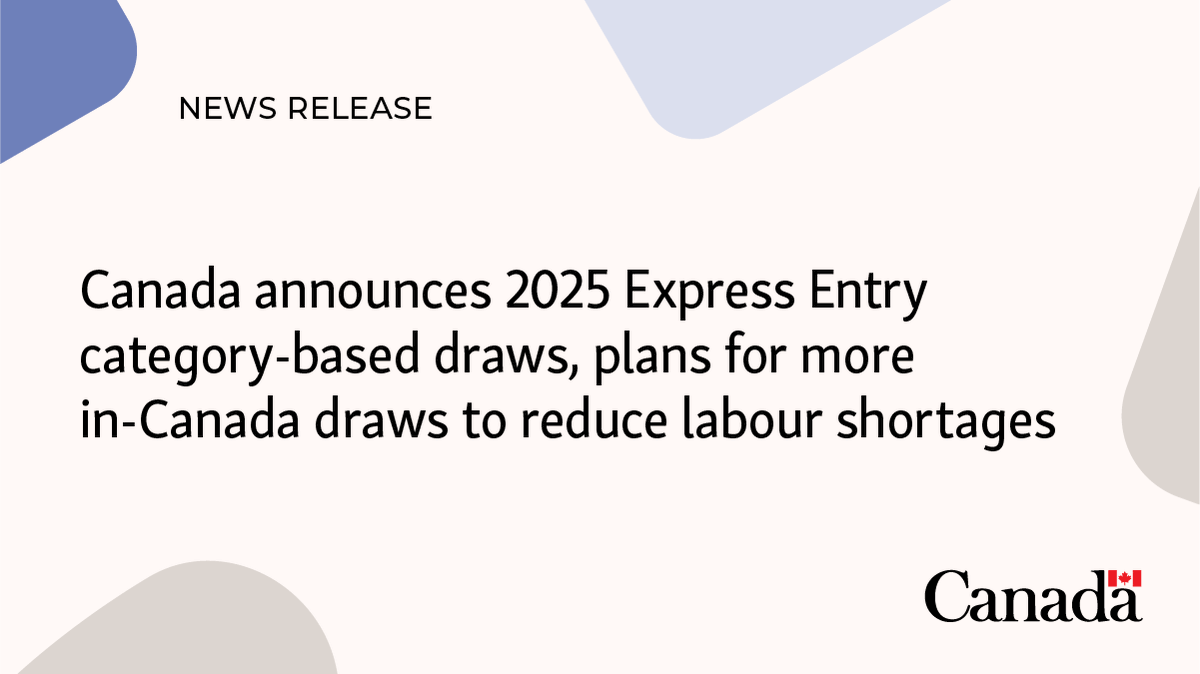 CitImmCanada's tweet photo. Reminder: We announced the 2025 Express Entry categories to reduce labour shortages, focusing on category-specific rounds inviting candidates with strong French language skills or work experience in key sectors such as health care, social services, trades and education. Learn more: 
https://t.co/3gdcuV7j7R