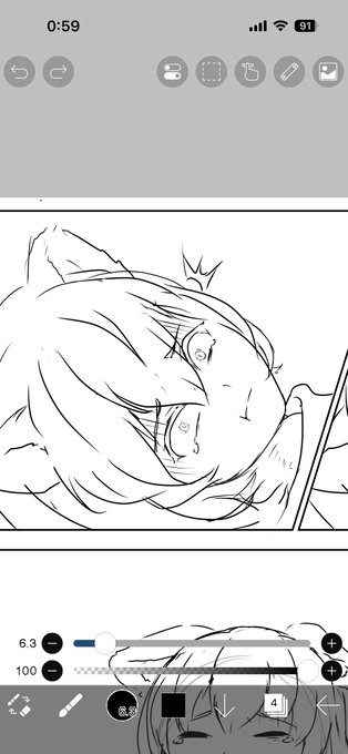 棟元先生の講習を受けながら良い感じの表情が描けました。かわいそうでかわいいね… 