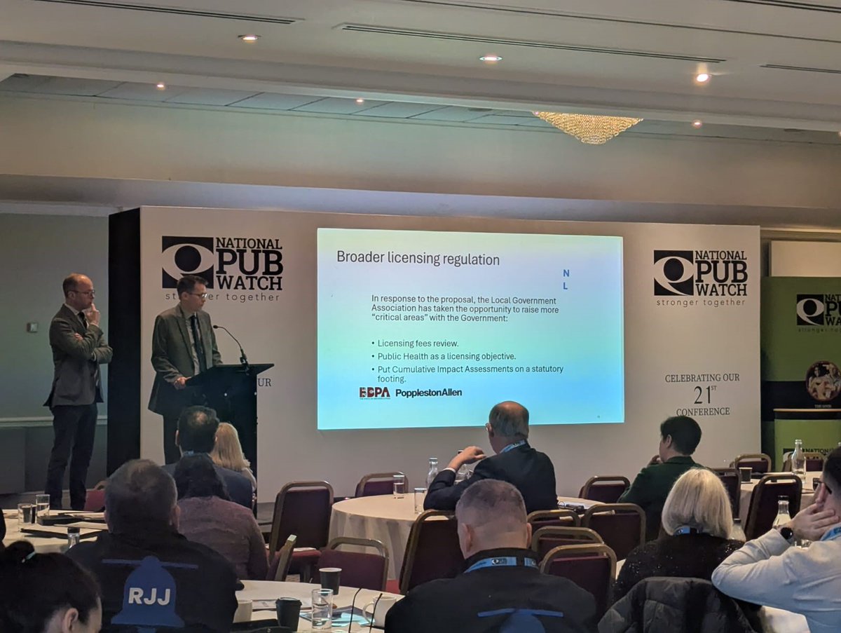 Poppleston Allen (@popall) on Twitter photo Yesterday was another fantastic day at this year's <a href="/NatPubwatch/">National Pubwatch</a> Conference!
Legal executive Nick Landells, alongside James Hawkins from the <a href="/beerandpub/">British Beer & Pub Association</a> delivered a legal update, covering the latest developments in licensing regulations.
A huge congratulations to Colin Pollard Yesterday was another fantastic day at this year's <a href="/NatPubwatch/">National Pubwatch</a> Conference!
Legal executive Nick Landells, alongside James Hawkins from the <a href="/beerandpub/">British Beer & Pub Association</a> delivered a legal update, covering the latest developments in licensing regulations.
A huge congratulations to Colin Pollard