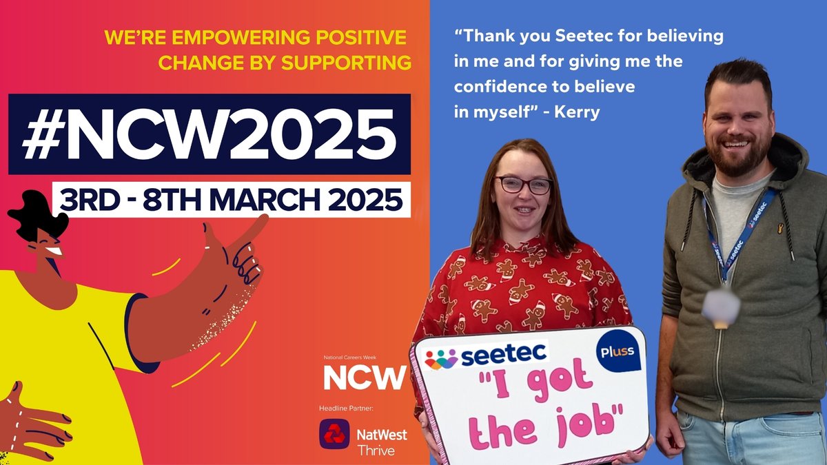 It’s National Careers Week!

Pop over to seetec.co.uk to discover how Seetec helps thousands of people each and every year.

And click on YOUR STORIES to read some inspirational tales from a few of those we’ve helped.

#NCW2025 #NoOneLeftBehind