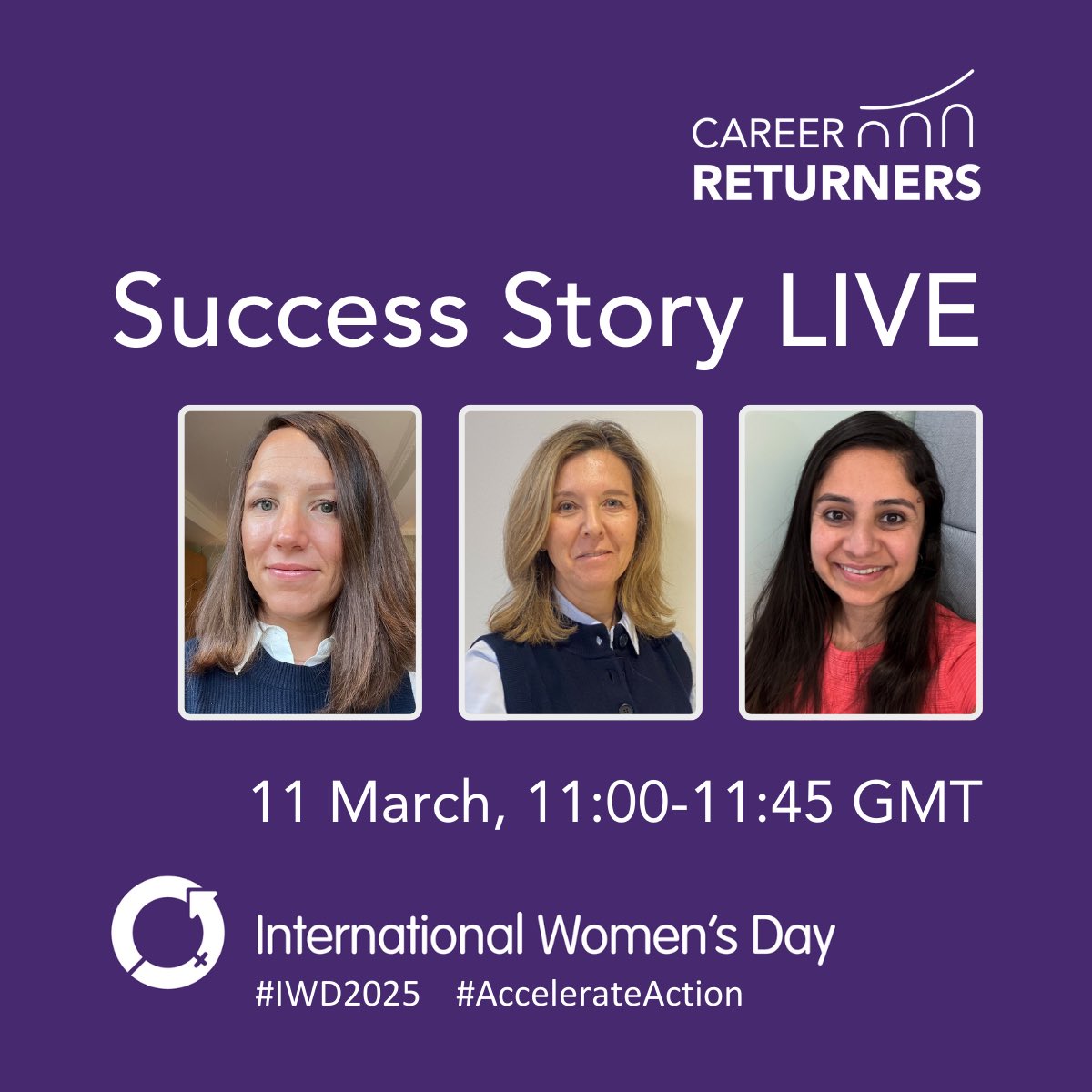 This IWD we’re embracing the theme #AccelerateAction by highlighting the experiences of women who have returned to work after an extended career break💥Join our Community Hub to access this event and benefit from support, inspo, expert advice &amp; more: community.careerreturners.com