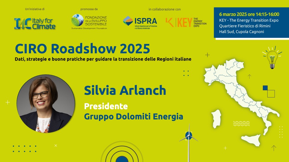Gruppo Dolomiti Energia (@dolomitienergia) on Twitter photo A <a href="/KeyEnergyit/">KEY The Energy Transition Expo</a> verrà presentata la nuova edizione di CIRO, il database sul clima in Italia!
La nostra Presidente Silvia Arlanch parlerà del ruolo dell’acqua e dell’idroelettrico nella transizione energetica.
📍Hall Sud, Main Stage Cupola Cagnoni
Domani 6 marzo | 14:15 A <a href="/KeyEnergyit/">KEY The Energy Transition Expo</a> verrà presentata la nuova edizione di CIRO, il database sul clima in Italia!
La nostra Presidente Silvia Arlanch parlerà del ruolo dell’acqua e dell’idroelettrico nella transizione energetica.
📍Hall Sud, Main Stage Cupola Cagnoni
Domani 6 marzo | 14:15