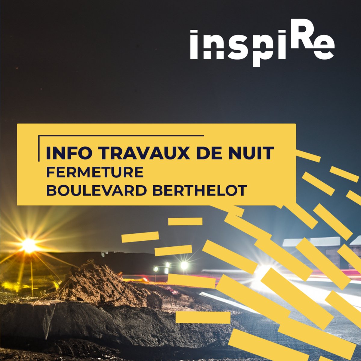 🚧 INFO TRAVAUX 🚧
⛔ Boulevard Berthelot : fermeture de nuit ⛔
Le boulevard Berthelot sera fermé la nuit du jeudi 6 au vendredi 7 mars, de 20h à 6h, entre la rue Descartes et la rue Saint-André.
Circulation et stationnement interdits. Une déviation sera mise en place. Ces