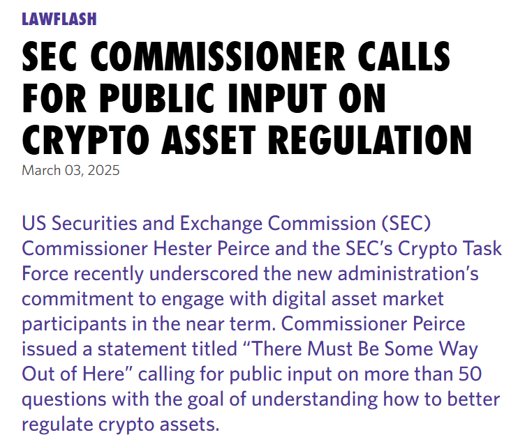 🌸Crypto Eri ~ Carpe Diem (@sentosumosaba) on Twitter photo Hello <a href="/HesterPeirce/">Hester Peirce</a>
I have a big resource tip for you. Please reach out to <a href="/JohnEDeaton1/">John E Deaton</a> (<a href="/CryptoLawUS/">CryptoLaw</a>) to assist you with your new Crypto Task Force at the SEC.
(You can thank me later 🫡)
morganlewis.com/pubs/2025/03/s… Hello <a href="/HesterPeirce/">Hester Peirce</a>
I have a big resource tip for you. Please reach out to <a href="/JohnEDeaton1/">John E Deaton</a> (<a href="/CryptoLawUS/">CryptoLaw</a>) to assist you with your new Crypto Task Force at the SEC.
(You can thank me later 🫡)
morganlewis.com/pubs/2025/03/s…