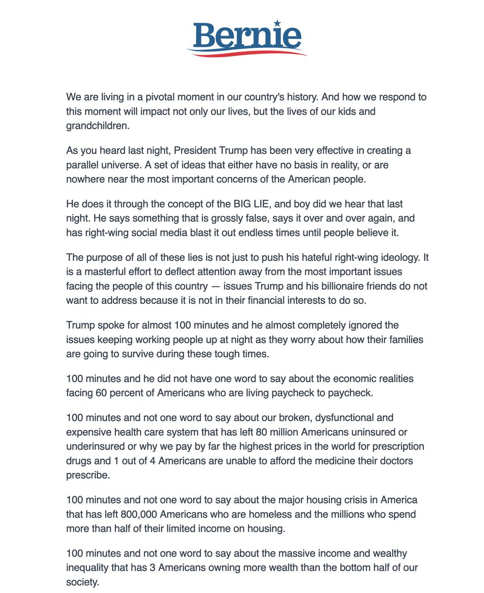 JWKeady's tweet image. If Dems want to know what to do, what their messaging needs to be, what actions to take - all they need to do is read @BernieSanders&apos; email blast this morning. But they cannot humble themselves to admit Bernie is right. They will fight him/us harder than they fight the GOP.