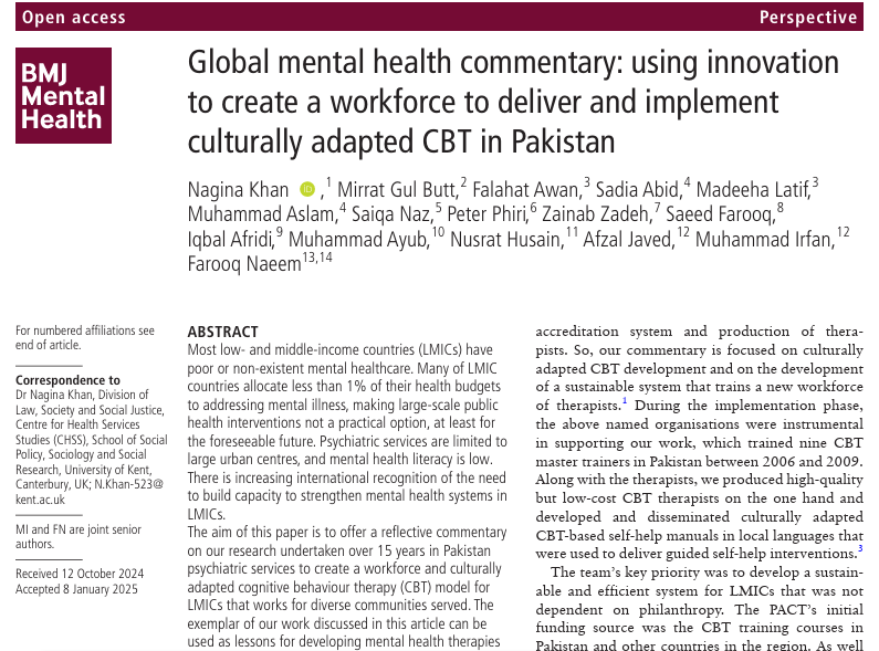 farooqnaeem7's tweet photo. Using innovation to create a workforce to deliver and implement culturally adapted CBT in Pakistan https://t.co/yfysGXFGd3 @pact @sfarooqlrh @OricPrime @DrKhan_do @BABCP @saiqa_naz https://t.co/jzJi2J69Ec