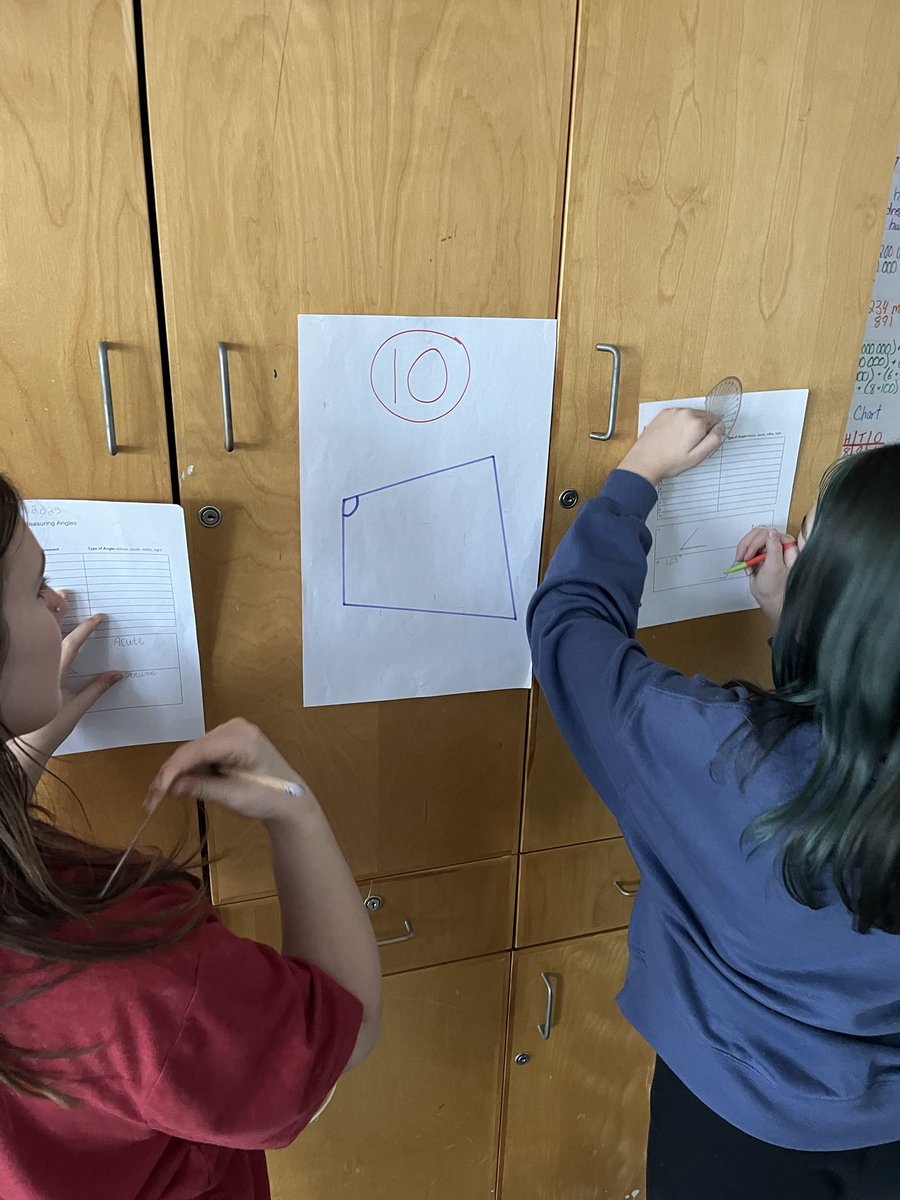 TEC_6650's tweet image. Ms McLennan’s grade 5/6 class did an angles scavenger hunt where they had to measure and draw various angles around the classroom and hallway!
 #SRCEMarchIsMathMonth