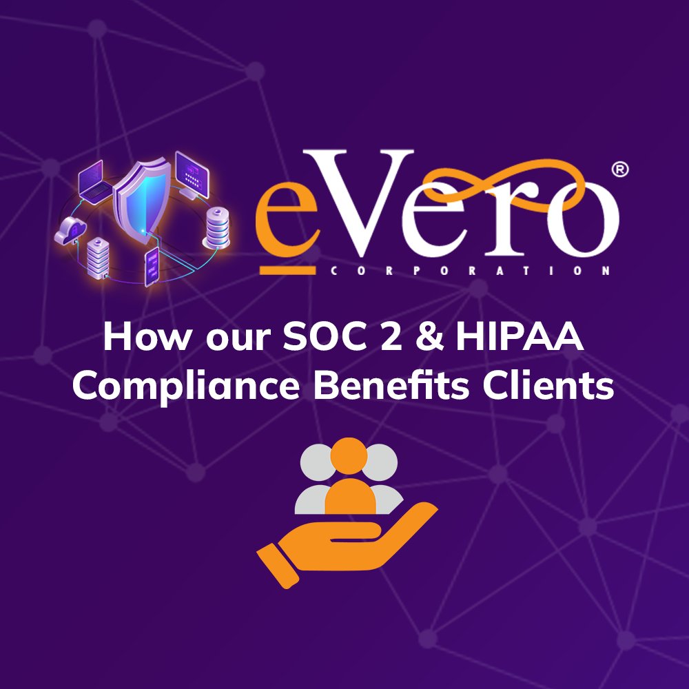 eVeroCorp's tweet photo. I/DD Agencies rely on third-party vendors, like @eVeroCorp, for EHR, billing, and eMAR services. Here are the Top 4 Benefits that Agencies will see from utilizing a SOC 2 and HIPAA-verified company.

How our SOC 2 and HIPAA Compliance Benefits Clients - https://t.co/F7vm35jKVG https://t.co/Ki68zSUmcG