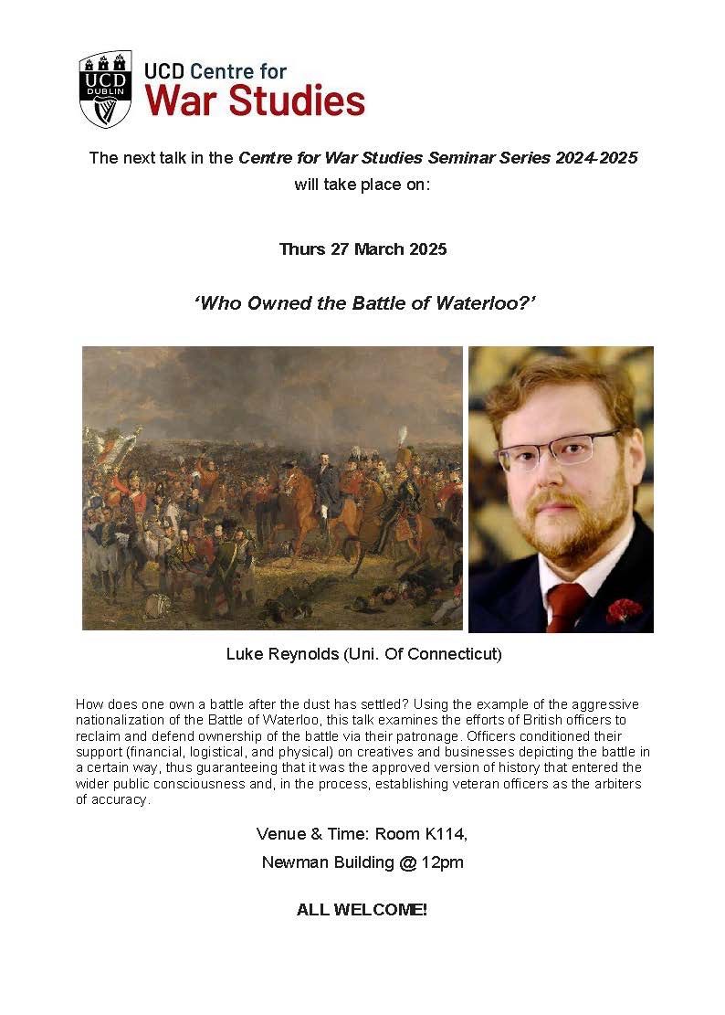 Napoleonic Wars Pod (@napwarspod) on Twitter photo Our very own Luke Reynolds <a href="/lureynol/">Dr. Luke Reynolds</a> will be speaking at University College Dublin later this month. Donât miss your chance to come along and see him in person - if you bring a copy of his book heâll insist on signing it for you too đ Our very own Luke Reynolds <a href="/lureynol/">Dr. Luke Reynolds</a> will be speaking at University College Dublin later this month. Donât miss your chance to come along and see him in person - if you bring a copy of his book heâll insist on signing it for you too đ