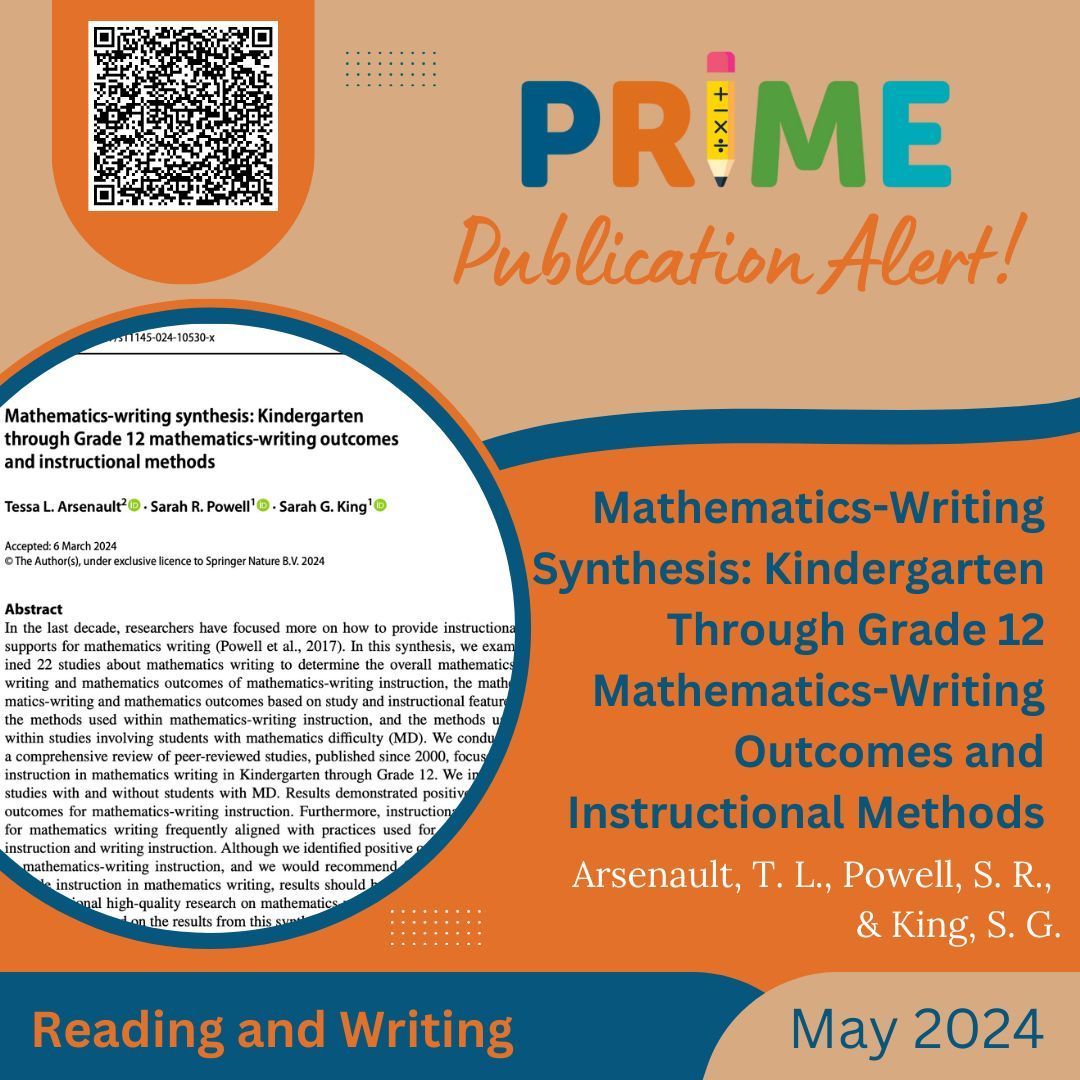 Do you want your students to engage in math writing? Check out this paper in which we reviewed math-writing studies. TLDR? Math writing instruction is important, and it needs to focus on both math and writing. 

buff.ly/4aX3gFp