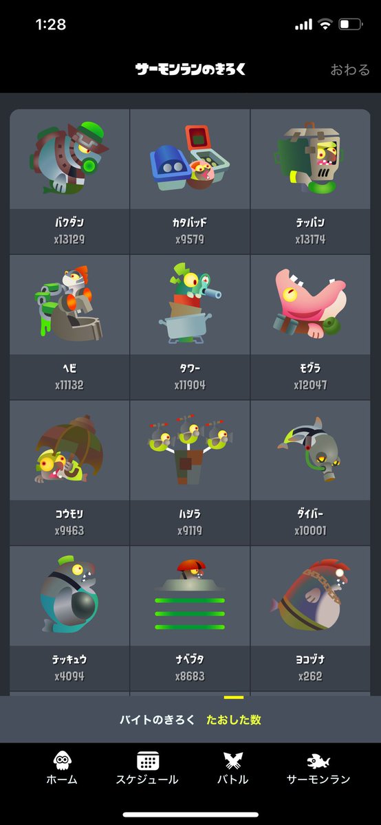 seruka1925's tweet photo. 野良カンスト報告(400→999 カンスト74回目)
2回バイト失敗！
6体目のオオモノ金バッチはダイバーでした！ https://t.co/MSIwo5THIT