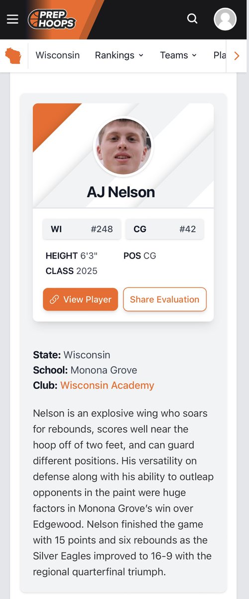 2025 G AJ Nelson (<a href="/AJ_NELSO21/">Aj Nelson</a>) scored 15pts for Monona Grove in their win over Madison Edgewood last night!

#WABFam