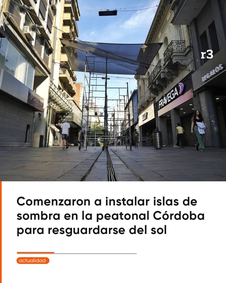 Rosariotres's tweet photo. ☀En medio de altas temperaturas, la Municipalidad de Rosario comenzó a colocar "islas de sombra" en la peatonal Córdoba. Son estructuras diseñadas para reducir la exposición solar y hacer más agradable la circulación.

https://t.co/DG2HtGQJEc #rosario3 https://t.co/u0bL5wXN7V