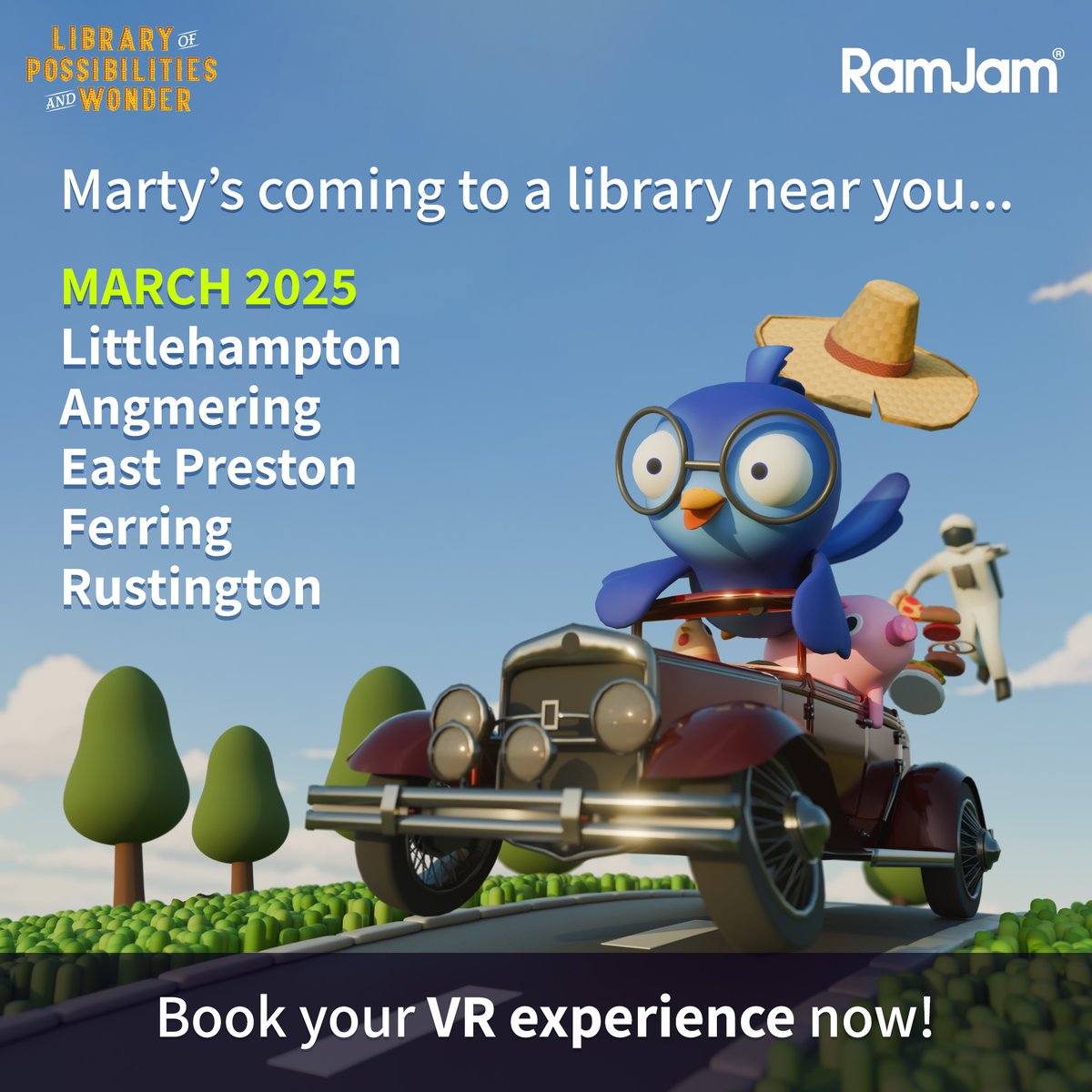 Marty's bringing the Library of Possibilities and Wonder VR experience to the following libraries during March: Littlehampton, Angmering, East Preston, Ferring, Rustington. Book your slot now! tinyurl.com/kj792b7m #vr #ar #xr #immersive