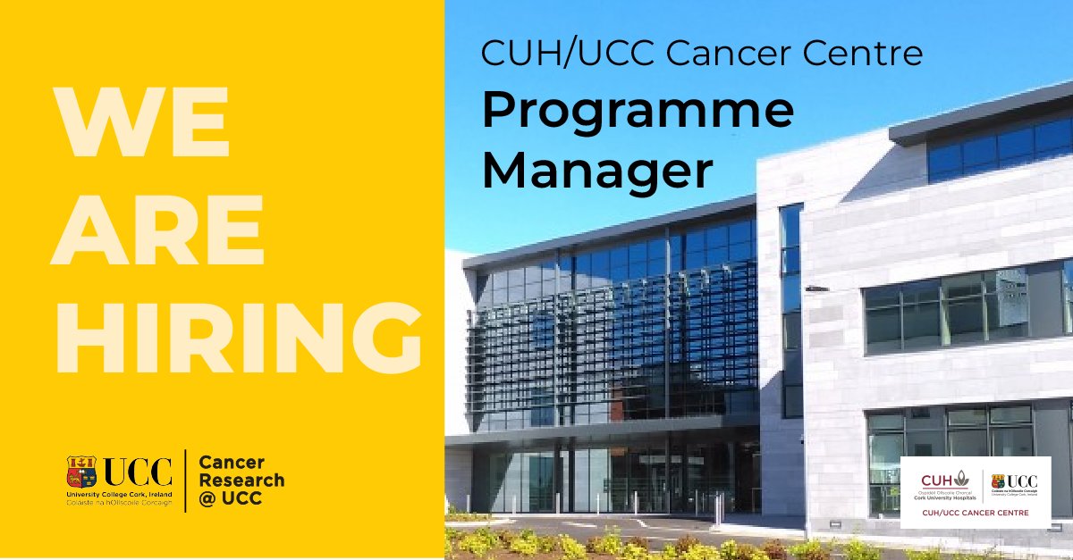 Cancer Research @UCC (@canresucc) on Twitter photo CUH/UCC Cancer Centre is seeking a dynamic candidate for the key position of Programme Manager (Senior Research Coordinator). Based <a href="/CUH_Cork/">Cork University Hospitals</a> you will drive strategic, business, and operational developments to ultimately improve patient care. CUH/UCC Cancer Centre is seeking a dynamic candidate for the key position of Programme Manager (Senior Research Coordinator). Based <a href="/CUH_Cork/">Cork University Hospitals</a> you will drive strategic, business, and operational developments to ultimately improve patient care.