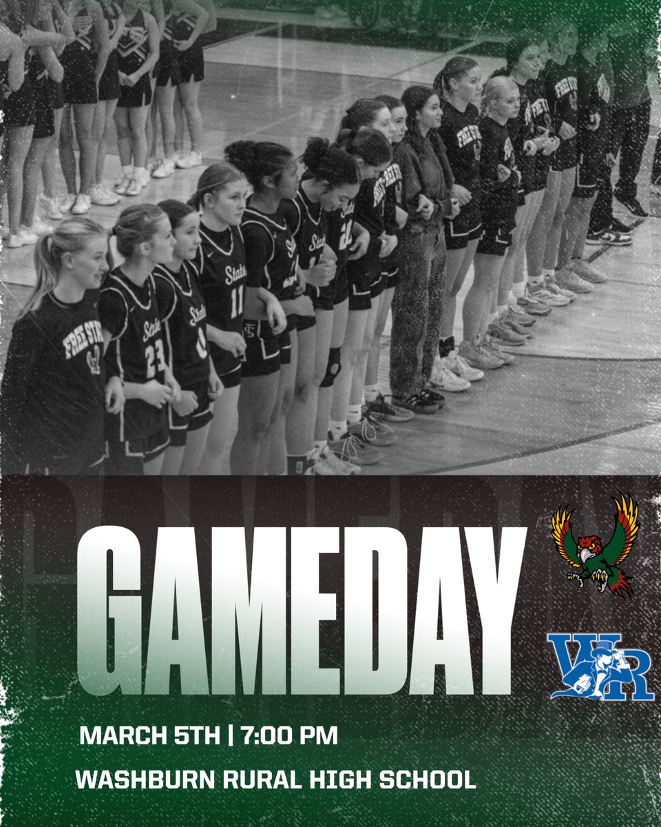 Substate Game Day!
⏰ 7:00pm
📍 Washburn Rural High School
🆚 Washburn Rural Junior Blues