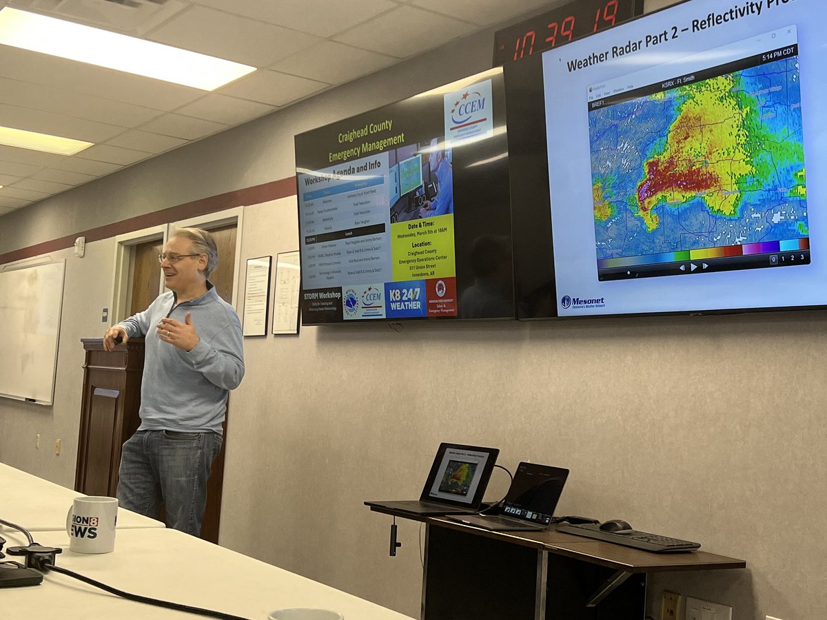 CraigheadOEM's tweet photo. Honored to be hosting a regional EM meeting today for the NE, NC, and EC areas learning on radar and model use before and during storms. @ryanvaughan  and @ToddYakoubian along with @NWSMemphis and @NWSLittleRock lending their expertise. https://t.co/RfwCuOBtjP