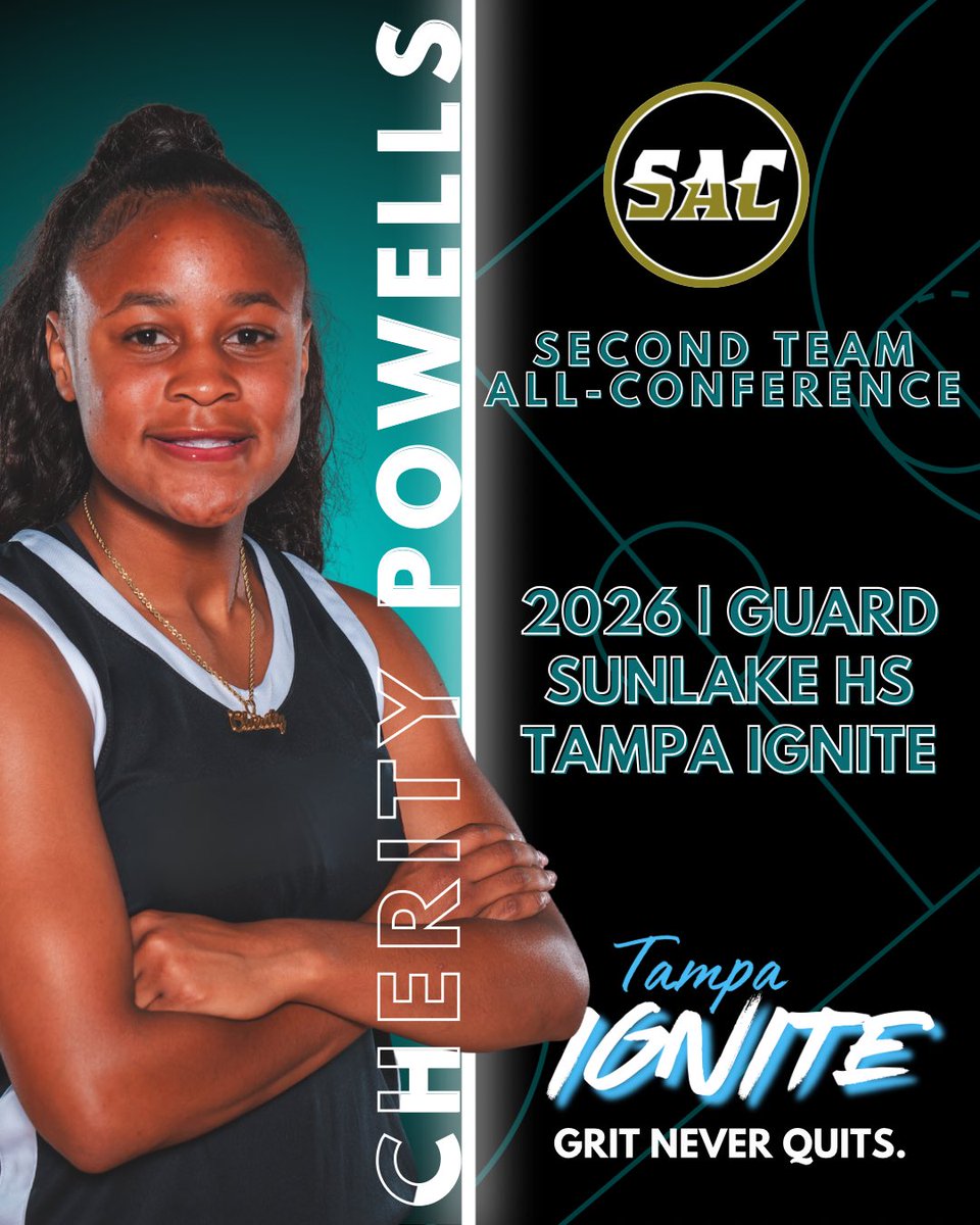 2026 G, Cherity Powells, was nominated and named to the SAC Second Team All-Conference roster! Cherity had a huge high school season, winning Pasco Player of the Week 3 times &amp; she continues to work on her game. We’re expecting a break out AAU and senior season for her in 2025 🩵