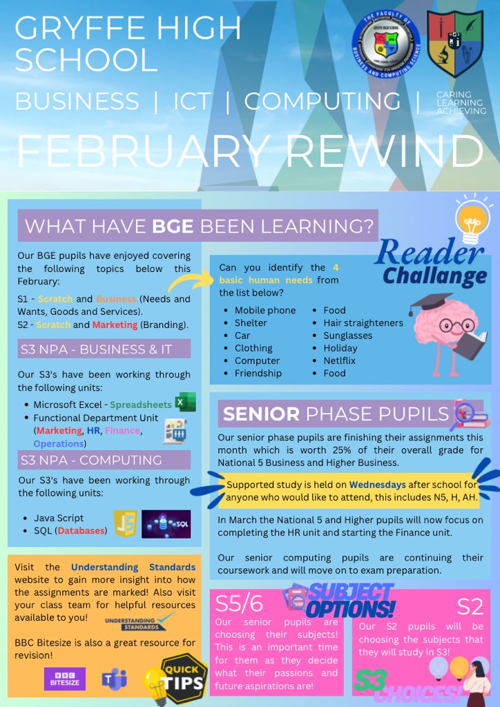 Check out our February rewind! This is what our fantastic <a href="/GryffeHighSch/">Gryffe High School</a> pupils have been up to! #GryffeHigh #RenfrewshireCouncil #Revisiontips