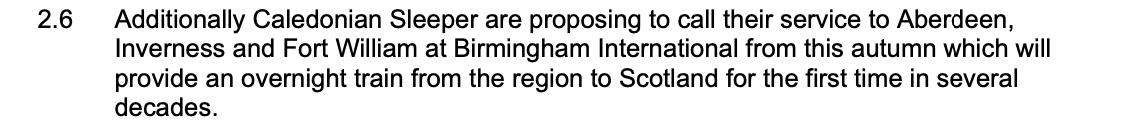 jordanbhx's tweet photo. Some bits from the Transport Delivery Overview &amp; Scrutiny Committee meeting scheduled for 10th March.

The Caledonian Sleeper will stop at Birmingham International from Autumn which is fantastic news. https://t.co/rwgvGsP4wC