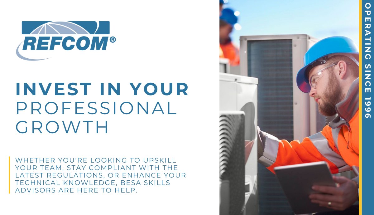 _REFCOM's tweet image. Maximise your potential with BESA Skills Advisors and REFCOM! 

Get expert guidance on training and development, stay compliant, and enhance technical knowledge. Connect today and unlock your full potential.

👉 Learn more: eu1.hubs.ly/H0hfWWz0

#REFCOM #HVAC #FgasCompliance
