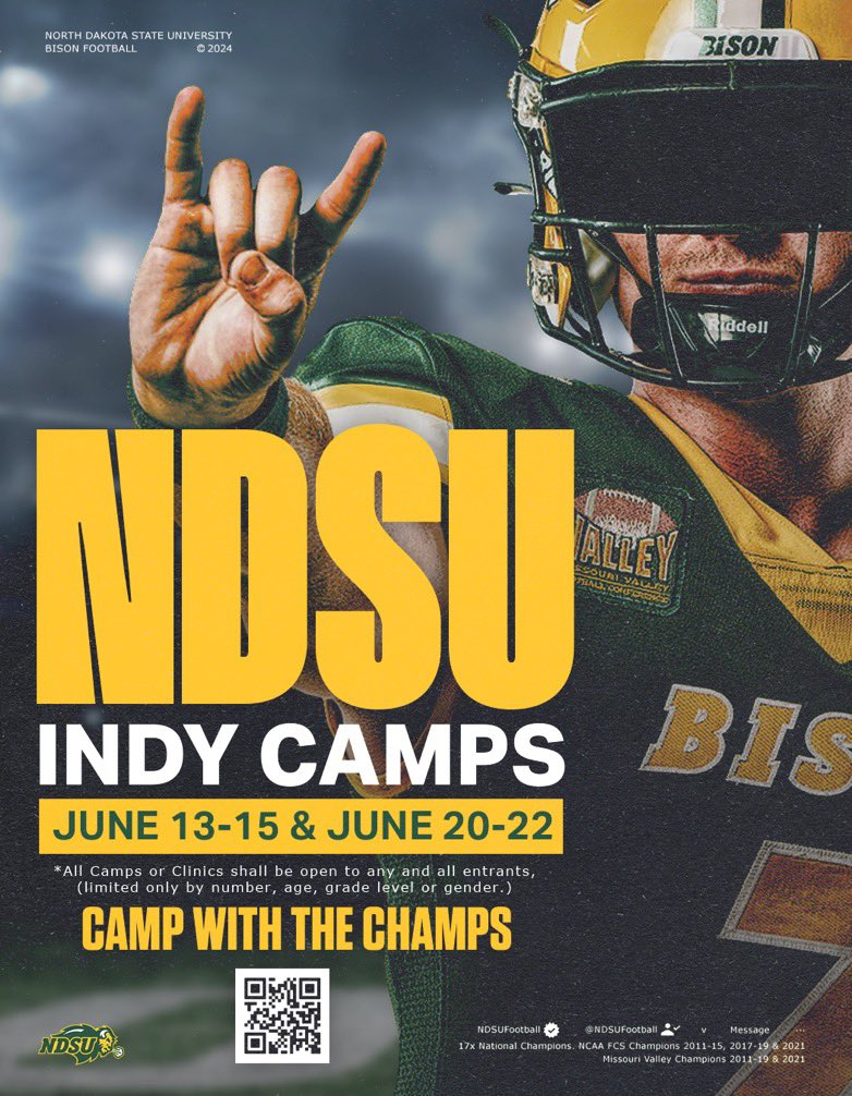 I appreciate <a href="/DavidWienke15/">David Wienke</a> on the camp invite to NDSU
<a href="/Coach_jtwall/">JT Wall</a> <a href="/RecruitGeorgia/">Recruit Georgia</a>