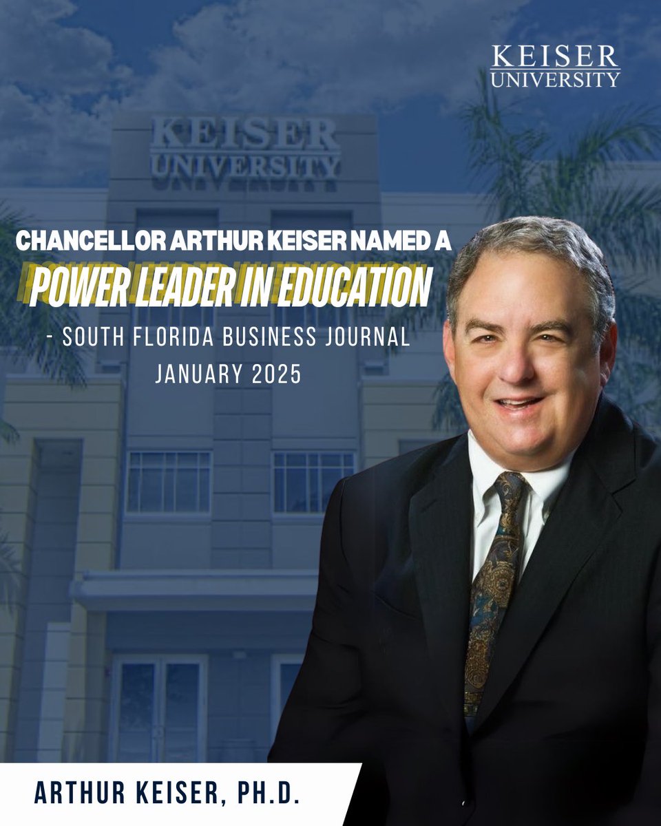 Keiser University (@keiseru) on Twitter photo Dr. Arthur Keiser has been named one of South Florida's Power Leaders in Education by the South Florida Business Journal.
Read more here: tr.ee/hB36kTUWSf
#KeiserU #OneKeiser <a href="/SFBJNews/">South Florida Business Journal</a> Dr. Arthur Keiser has been named one of South Florida's Power Leaders in Education by the South Florida Business Journal.
Read more here: tr.ee/hB36kTUWSf
#KeiserU #OneKeiser <a href="/SFBJNews/">South Florida Business Journal</a>