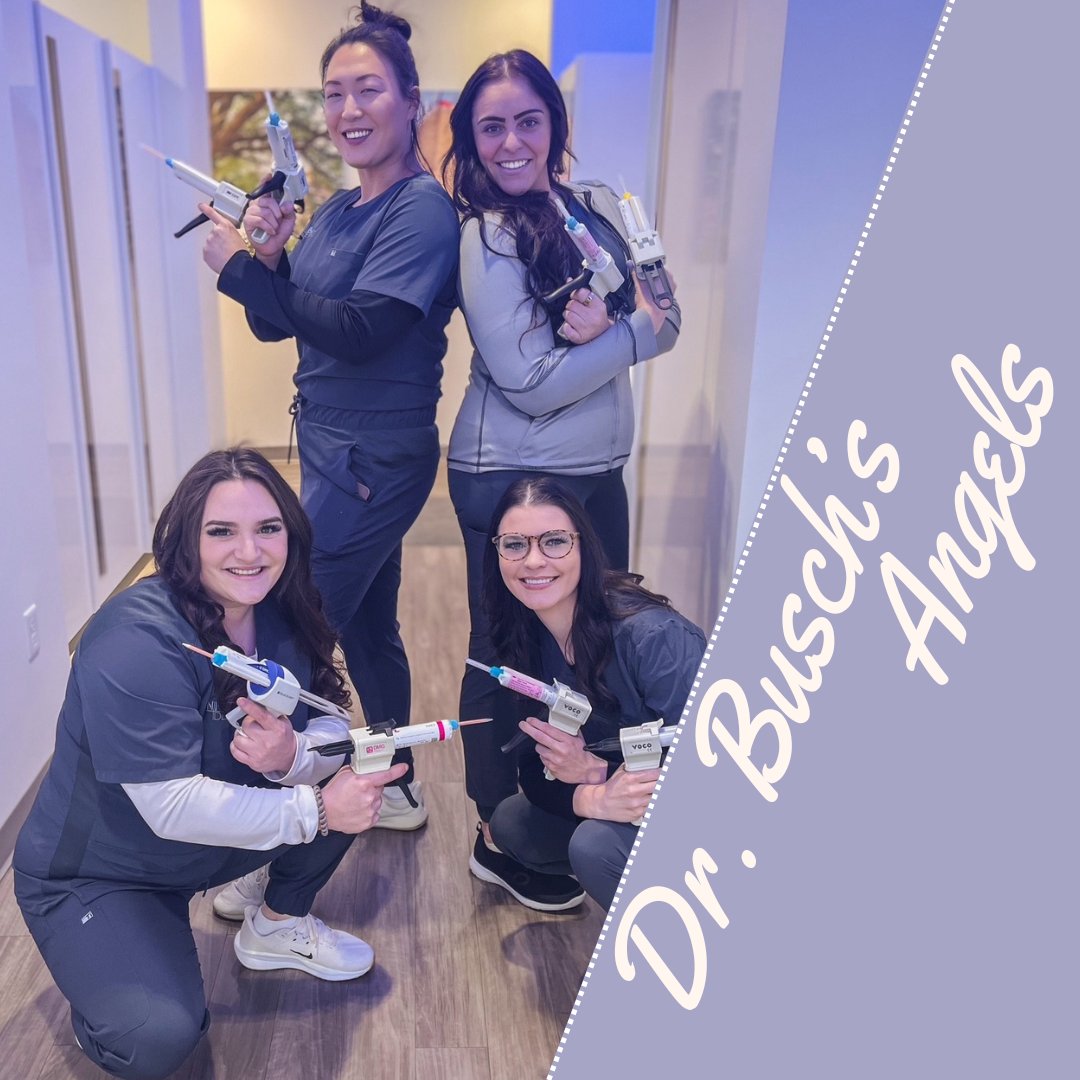 Say hello to Dr. Busch's Angels! They sure are IMPRESS-ive! 😂😁🦷🔫 Wow what an awesome group of gals! Come see Dr. Busch and his fabulous team today for amazing care!
Top: Jocelyn (left) Tristan (right)
Bottom: Ayla (left) Katelyn (right).