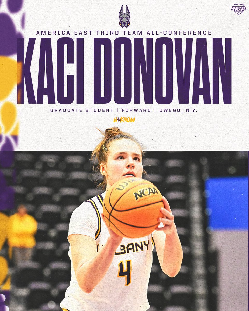 The second of two Great Danes averaging at least 10 points per game, Kaci Donovan was named Third Team All-Conference!

Full release ➡️ bit.ly/4isWTvZ

#UAUKNOW // #AEHoops