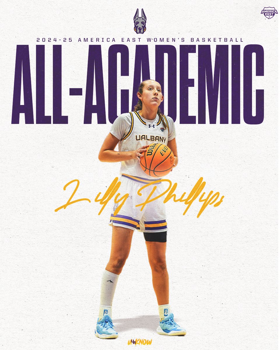 A dedicated Great Dane, Lilly Phillips can do it all! A three-year starter, including all 29 games this year, she has been named to the America East All-Academic Team!

Full release ➡️ bit.ly/4isWTvZ

#UAUKNOW // #AEHoops
