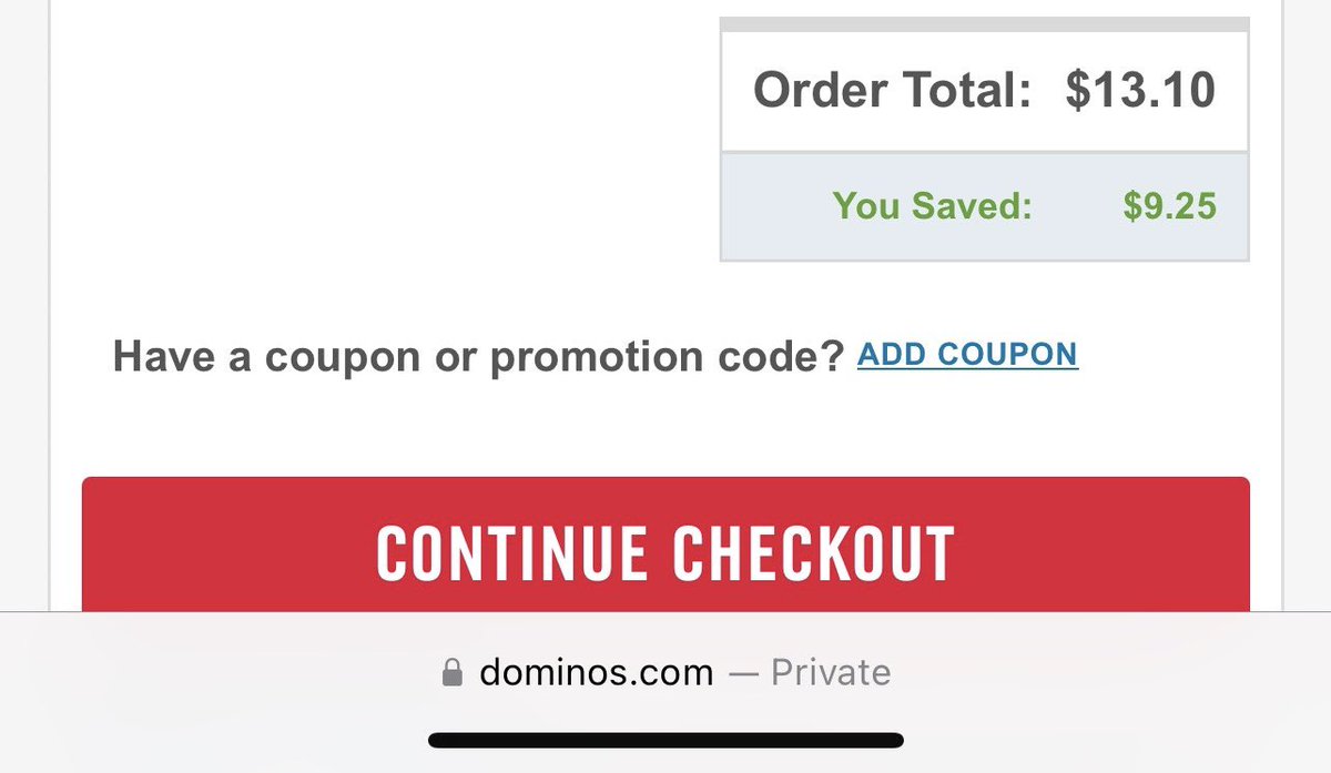 inxiti's tweet photo. Hey @dominos… you almost got me. I expanded the order summary, and saw the price was nearly doubled when checking out. Clever hiding the order summary on checkout as it has the price.

Hopefully a bug, never happened before when using coupons. https://t.co/sNllOmz8Cy