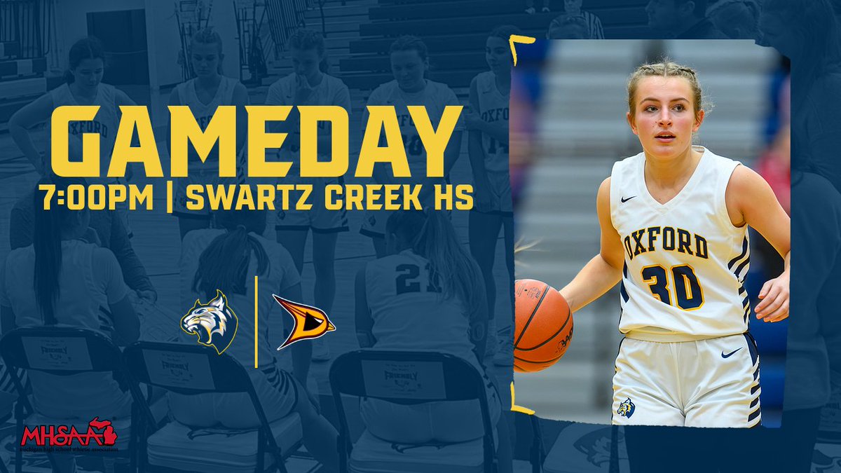Gameday! The Oxford Girls Basketball team will begin the postseason today with a District Semifinal game vs Davison. The game will be at Swartz Creek High School with a 7:00PM start time. Go Wildcats!

📸 credit: TZR Sports