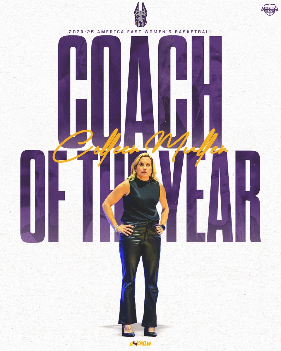 Last but not least, the face of the program 🤩

HC Colleen Mullen has been named the America East Coach of the Year for the first time in her career after leading her team to the first seed in the AE Tournament!

Full release ➡️ bit.ly/4isWTvZ

#UAUKNOW // #AEHoops