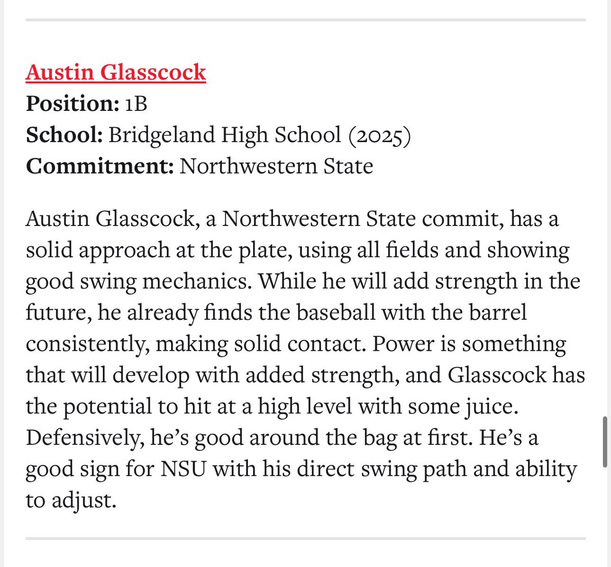 Austin Glasscock (@austinglasscock) on Twitter photo Thank you <a href="/PrepBaseball_TX/">Prep Baseball Texas</a> for the write up!
<a href="/BridgelandBsb/">Bridgeland Baseball</a> <a href="/PBRGowins/">Brandon Gowins</a> <a href="/CoachBert/">Chris Bertrand</a> <a href="/DBelanger1721/">Dylan Belanger</a> Thank you <a href="/PrepBaseball_TX/">Prep Baseball Texas</a> for the write up!
<a href="/BridgelandBsb/">Bridgeland Baseball</a> <a href="/PBRGowins/">Brandon Gowins</a> <a href="/CoachBert/">Chris Bertrand</a> <a href="/DBelanger1721/">Dylan Belanger</a>
