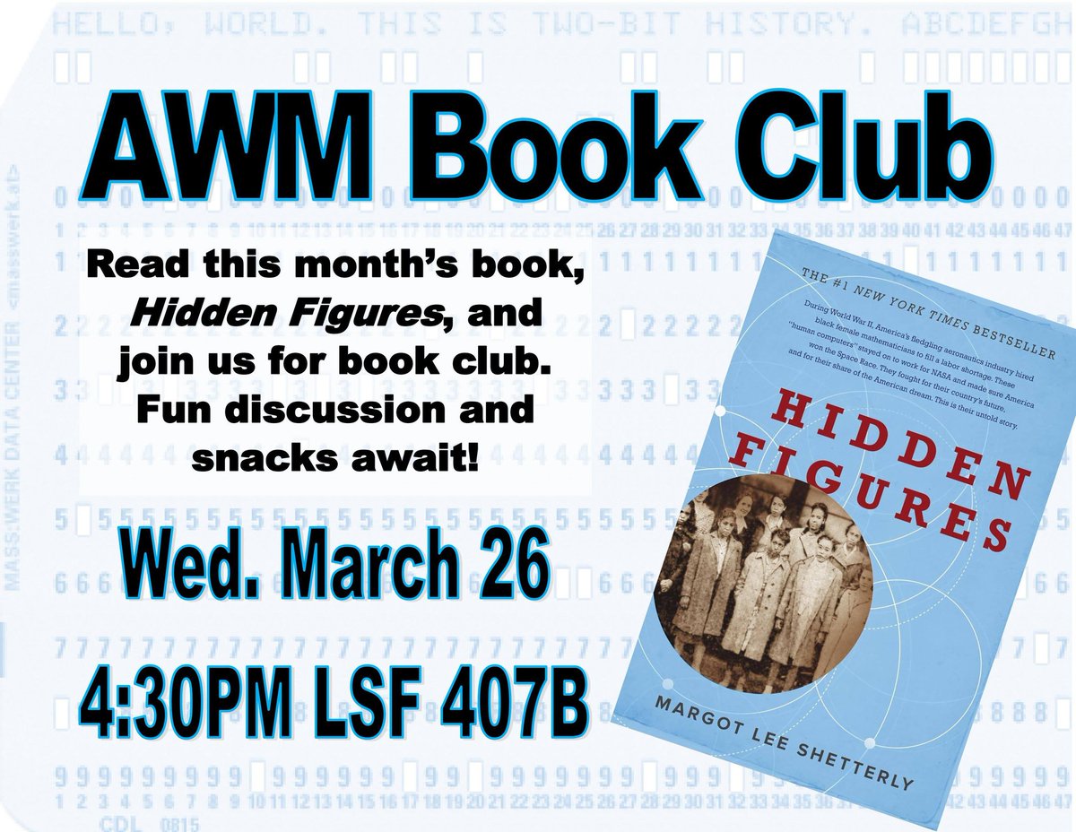 Today would be a good day to read a book. Read Hidden Figures and join us for book club on March 26th!