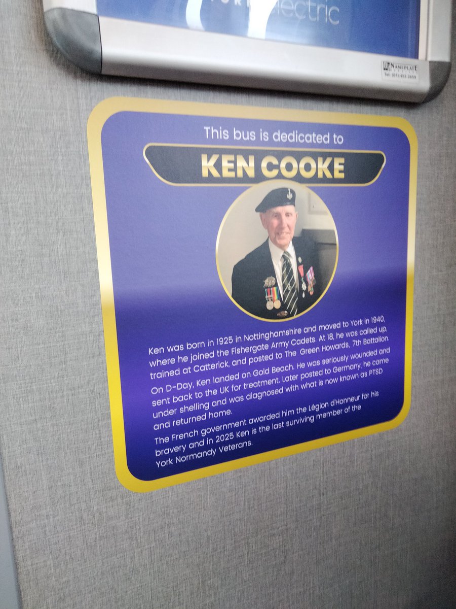 Congratulations to York D Day Veteran Ken Cooke who had a bus named after him today. 😊👍
