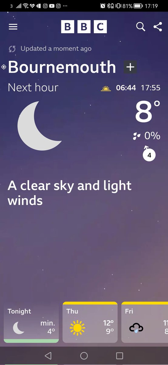 vennersp's tweet photo. @bbcweather .. You might want to rethink your forecast for Bournemouth ! Your current forecast against the current conditions https://t.co/szNaYRZOWz