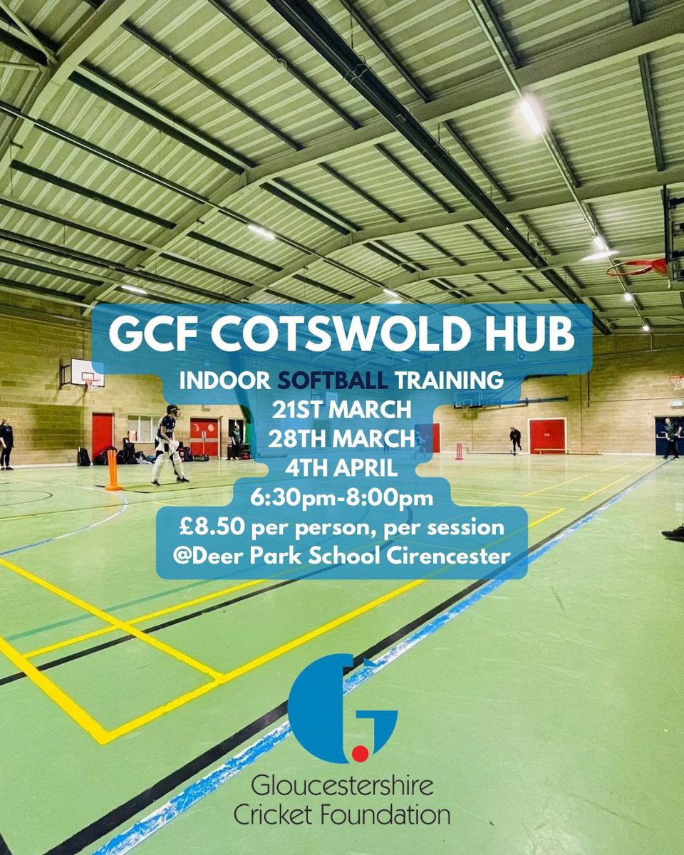 Ryan Walker (The Cricket Coach) (@thecricketc0ach) on Twitter photo 🚨 BREAKING NEWS 🚨
<a href="/GlosCricketFdn/">Gloucestershire Cricket Foundation</a> have taken over the running of the Cotswold Hub! 💪
They’ve organised several indoor training sessions. Sign up here: booking.ecb.co.uk/wAgY3a
Open to any female player based in the Cotswolds. Sessions £8.50pp, capped at 20, so book quickly! 🚨 BREAKING NEWS 🚨
<a href="/GlosCricketFdn/">Gloucestershire Cricket Foundation</a> have taken over the running of the Cotswold Hub! 💪
They’ve organised several indoor training sessions. Sign up here: booking.ecb.co.uk/wAgY3a
Open to any female player based in the Cotswolds. Sessions £8.50pp, capped at 20, so book quickly!