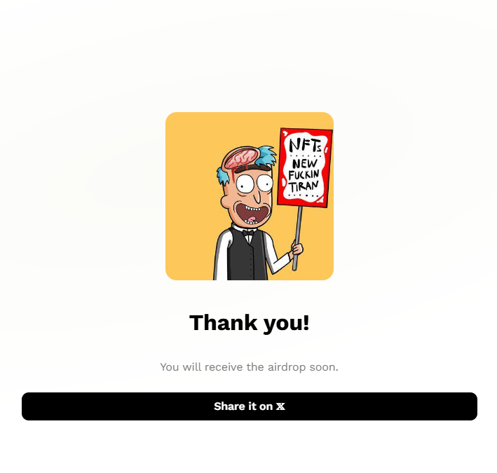 I just filled the form of
<a href="/SrPetersEth/">Sr Peters</a>
to receive one airdrop being subscriber!
