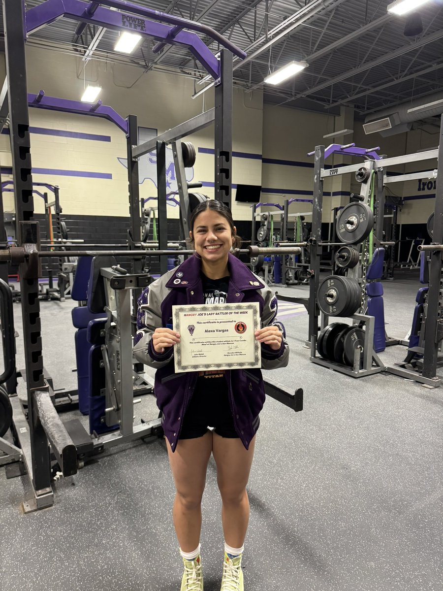 Rattler Athletics (@rattlerup) on Twitter photo Alexa Vargas <a href="/HaralsonKristal/">Coach K</a> placed 1st place at Regionals and will represent <a href="/SMHS_SMCISD/">San Marcos High School</a> at the State Powerlifting Meet.
She is our <a href="/HangryJoesSM/">Hangry Joe's San Marcos</a> Female Rattler of the week! Alexa Vargas <a href="/HaralsonKristal/">Coach K</a> placed 1st place at Regionals and will represent <a href="/SMHS_SMCISD/">San Marcos High School</a> at the State Powerlifting Meet.
She is our <a href="/HangryJoesSM/">Hangry Joe's San Marcos</a> Female Rattler of the week!