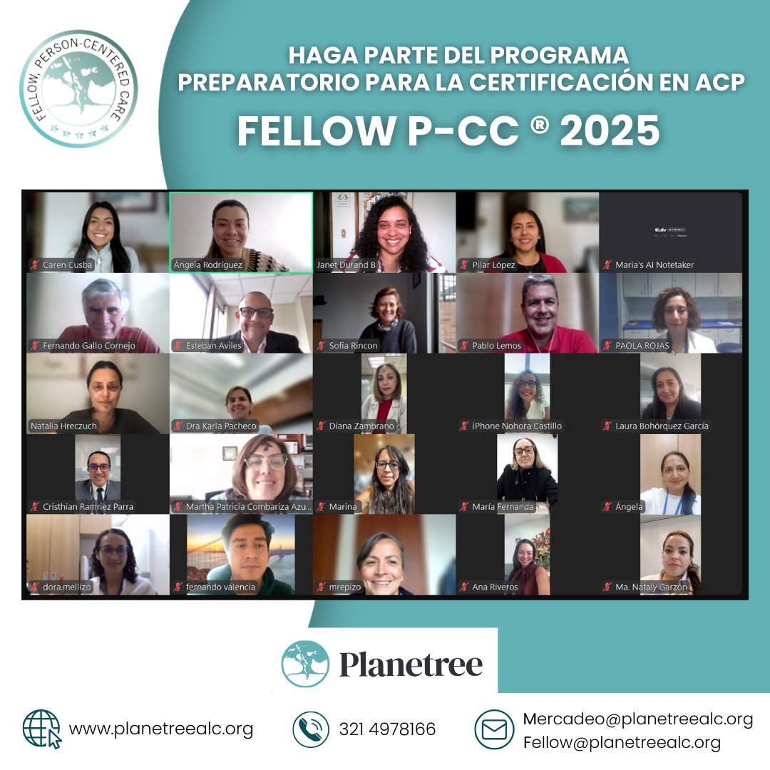 Con gran entusiasmo, Planetree ALC - ALS da inicio hoy al programa de preparación para la certificación en ACP "Fellow P-CC®", con la nueva cohorte 2025.

Quienes estén interesados en formar parte de esta cohorte aún pueden inscribirse al correo: fellow@planetreealc.org